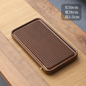 Bandejas de té rectangulares de bambú duraderas hechas a mano al por mayor, estilo chino, regalos promocionales, mesas de té para preparación en seco con drenaje para el hogar - Product Image 2