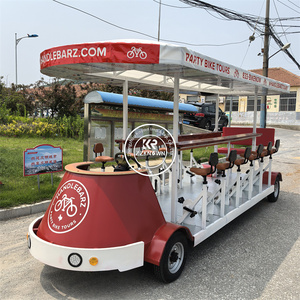 Vélo de pub électrique de luxe à double propulsion pour 8 à 13 passagers, idéal pour les fêtes et les excursions, avec toit ouvert - Product Image 3