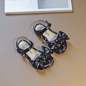 Sandales plates pour filles, enfants, bébés, en cuir blanc avec nœud, chaussures d'été pour enfants - Product Image 5