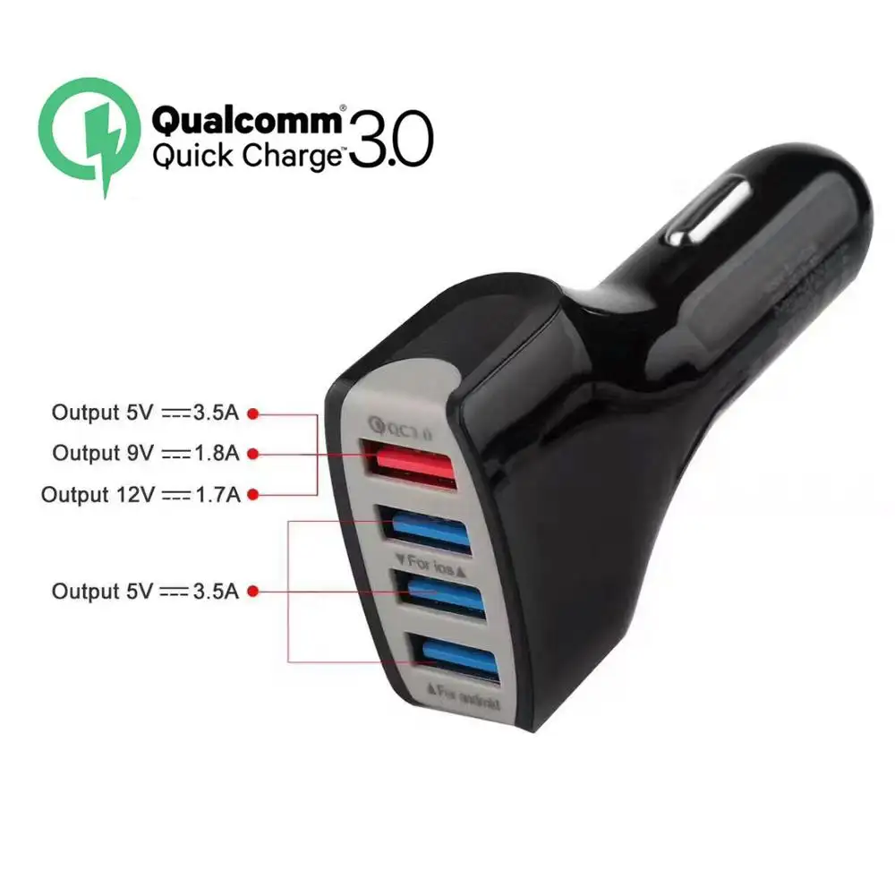 2022 classic 4 USB Car Charger QC3.0 Fast USB Fast Charger for Smart Phone