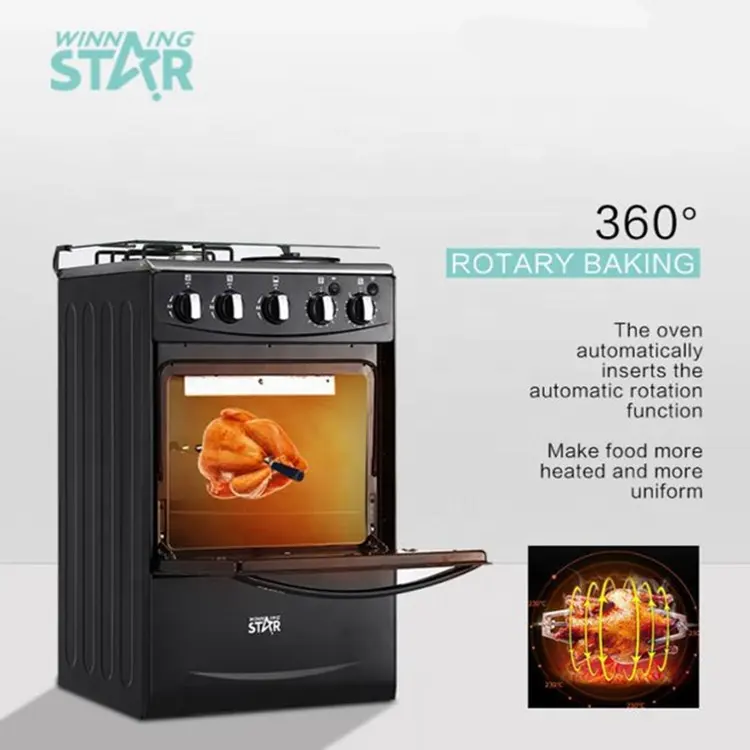 Winner STAR-horno eléctrico de cocina de soporte grande, negro, WST-K50-L01W, pavo, 2 quemadores de Gas