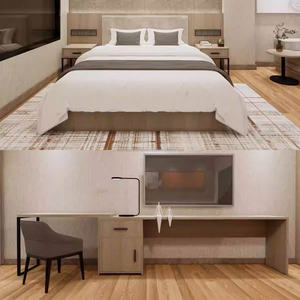 Juegos de dormitorio para hoteles de 3 estrellas, muebles modernos para hostelería comercial con marco de cama de madera económico, escritorio, mesita de noche y armario. - Product Image 6