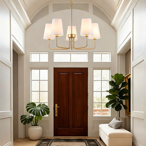 Modern Brass Chandelier 5-<b>Light</b> E26 Gold Finish <b>LED</b> <b>Ceiling</b> <b>Light</b> For Living Room Dining Room Bedroom - Product Image 2