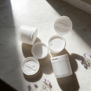 JT Plastic PP Cosmetic Jars White Cream Jar with Flip Top <b>Cap</b> Facial Body <b>Scrub</b> Toner Cotton Pads Container with Tweezer Spoon - Product Image 4