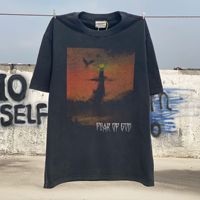 Футболка CHYYG с принтом старый закат в стиле Хай-стрит Мужская и женская модная брендовая свободная футболка в стиле хип-хоп