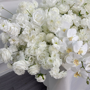 Custom Handmade Silk Flower Roll up 2 meter flower runner white Rose Flower runner Backdrop - Product Image 3