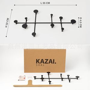 Modern metal wall-mounted coat rack, <b>black</b> bedroom wall <b>hooks</b>, wrought iron hat and bag <b>hooks</b>. - Product Image 3