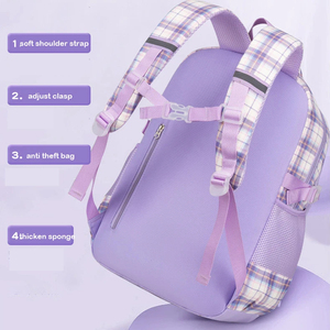 Adorables Conejos Mochila Escolares De Gran Capacidad Mochilas a Cuadros Mochila a Prueba De Agua Ninas Primarias Girls Bag - Product Image 5