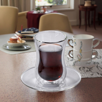 Ensemble de tasses en verre arabe turc moderne fait à la main résistant à la chaleur pour le café et le thé noir pour la maison