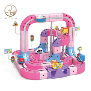 <span class=keywords><strong>Jouet</strong></span> de piste de course pour voitures miniatures, thème dinosaure de dessin animé et animaux mignons, avec piste inclinée, son et lumière électriques, et fonction d'escalade d'obstacles - Product Image 1