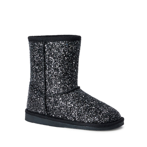 Black Glitter Mid Calf Winter Snow <b>Boots</b> Plush Warm Lining Anti Slip Outsole Fashion Daily Outdoor Winter Footwear - Product Image 4
