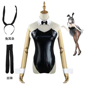 Sakurajima Mai косплей костюм для девочек Хэллоуин женский черный сексуальный комбинезон Раскал не мечтает кролика Девочки Senpai Косплей
