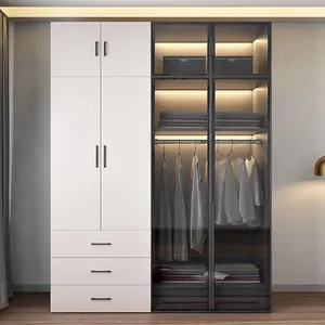 Combinación de Muebles de Madera de Doble Color para Dormitorio, <span class=keywords><strong>Armario</strong></span> Organizador de Ropa - Product Image 3