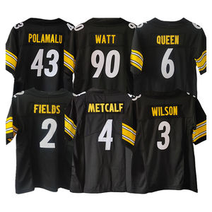 Maglie da Football Americano da Donna all'Ingrosso, Cucite, 4 Metcalf 6 Queen 2 Fields 3 Wilson 43 Polamalu Pittsburgh, Magliette in Rete - Product Image 1