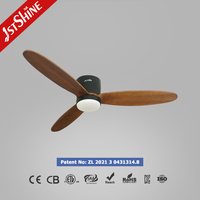Ventilateur de plafond 1stshine en bois massif de bonne qualité, robuste, à montage encastré, à économie d'énergie, avec pales réversibles et éclairage LED, pour la décoration intérieure