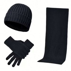 Ensemble bonnet, écharpe et gants tricotés couleur unie avec logo personnalisé – Chaud et tendance pour homme et femme, idéal automne-hiver et activités extérieures - Product Image 6