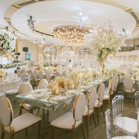 Chaises d'hôtel en acier inoxydable Mary White en cuir PU pour banquets, mariages, événements, fêtes et salles de réception, restaurants