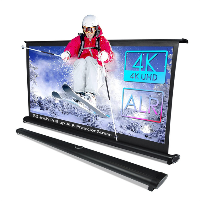 Portable Projector Screen 50inch 16:9 Tabletop Pull up Foldable Stand Outdoor Movie Projection Screens for Travel Home Theater