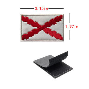 Écusson carré 3D en tissu chenille brodé drapeau espagnol 8x5cm bordeaux à coudre, avec crochet et boucle magnétique, qualité supérieure - Product Image 4