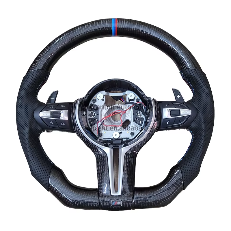 หนัง F06 M5 + คาร์บอนไฟเบอร์สำหรับ BMW ไตรรงค์ + เย็บสีน้ำเงินแดง