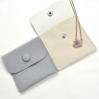 Pochette à bijoux carrée en velours avec fermeture à bouton-pression, logo personnalisé, dorure/argenture, microfibre écologique