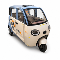 Tricycle électrique de fret à carrosserie fermée, mini, 4 portes, 3 passagers, EV basse vitesse, haute capacité de charge, avec toit, directement de l'usine