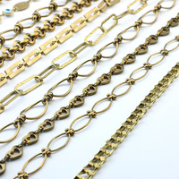 Cadena de Latón Vintage por Metro, Cadena de Eslabones Cubanos Geométricos para Fabricación de Joyas al por Mayor
