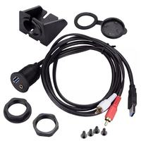 Arnés de Cables para Tablero de Motocicleta y Automóvil con Soporte, USB 3.0, RCA de 3.5mm, Cable Impermeable para Equipos de Audio de Automóvil
