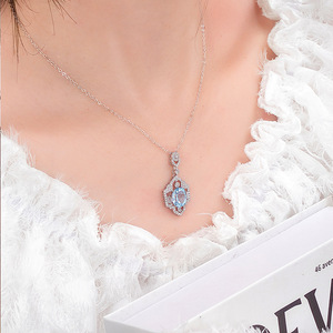 Collier pendentif ovale rétro 8*10mm en grenat, pavé de zircon, géométrique, en argent sterling 925, bijoux en pierre naturelle pour femmes - Product Image 4