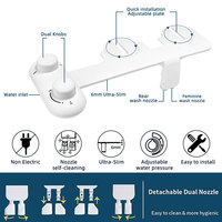 Bidet de toilette intelligent non électrique ultra mince à double buse, accessoire de toilette autonettoyant, pulvérisateur d'eau, bidet