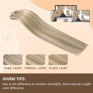 FUBILI 16 pouces 100g Double trame brésilienne Remy Extensions 7 pièces femmes <span class=keywords><strong>blond</strong></span> clair mis en évidence <span class=keywords><strong>blond</strong></span> <span class=keywords><strong>doré</strong></span> Clip-In <span class=keywords><strong>naturel</strong></span> - Product Image 4