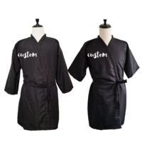 Kimono de cliente de poliéster con logotipo personalizado de peluquero impermeable para peluquería, bata de Spa, bata de peluquería, Kimono de salón