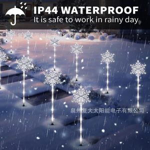 Lumières solaires en forme de flocon de neige, 5 pièces, LED blanches, décoration de jardin extérieure pour Noël, étanches IP65, contrôle par minuterie - Product Image 2
