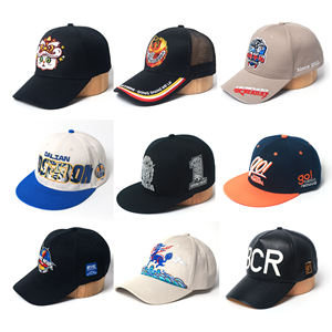 Topi Trucker Custom Print Leopard Sporty Bordir Snapback 5 6 Panel Terstruktur 100% Katun Model Dad Hat Pinggiran Melengkung Topi Baseball - Product Image 1