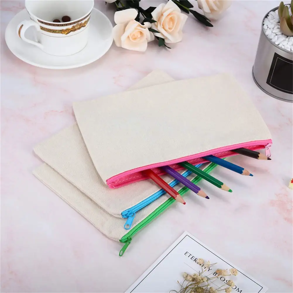 Free Shipping's items Blank Canvas Cosmetic Zipper Bag Pen Pencil Sublimation Makeup Bag
