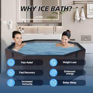Bain froid gonflable octogonal effet bois, <span class=keywords><strong>piscine</strong></span> de glace Drop Stitch pour 8 à 10 personnes avec couverture isolante CE OEM - Product Image 6