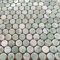 Carrelage Mosaïque Irrégulier Populaire en Marbre Vert Moyen Poli, Pierre Naturelle pour Mur et Sol de Cuisine et Salle de Bain