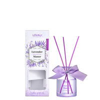 Diffuseur de parfum d'ambiance Lavender Manor 120 ml, écologique, luxueux, longue durée, avec roseaux violets, coffret cadeau avec nœud