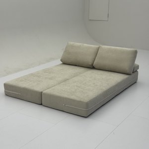 Canapé-lit carré moderne compressible <span class=keywords><strong>beige</strong></span> à prix d'usine avec rembourrage en éponge et tissu en coton écologique, design réglable - Product Image 5