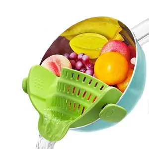 Colador de alimentos de silicona sin BPA, colador de cocina de silicona con Clip, colador de silicona que se adapta a todas las ollas, cuencos, Pasta, espagueti, verduras