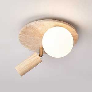 Lámpara de <span class=keywords><strong>techo</strong></span>/pared de doble Luz | Wabi-Sabi E14 <span class=keywords><strong>Globo</strong></span> y foco ajustable | Accesorio de iluminación minimalista con textura de piedra - Product Image 6