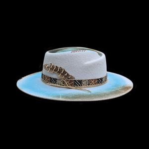 Sombrero <span class=keywords><strong>de</strong></span> <span class=keywords><strong>lana</strong></span> pura retro con banda tejida y decoración <span class=keywords><strong>de</strong></span> plumas <span class=keywords><strong>de</strong></span> animales Sombrero <span class=keywords><strong>de</strong></span> vaquero <span class=keywords><strong>de</strong></span> fieltro <span class=keywords><strong>de</strong></span> <span class=keywords><strong>lana</strong></span> <span class=keywords><strong>de</strong></span> ala ancha a prueba <span class=keywords><strong>de</strong></span> Sol <span class=keywords><strong>de</strong></span> moda vintage - Product Image 5