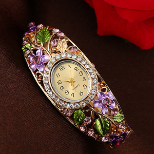 Reloj de Pulsera Floral Colorido para Mujer, Reloj de Cuarzo Analógico con Cristales, Elegante Regalo - Product Image 5