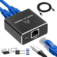 SYONG Répartiteur Ethernet Gigabit 2 ports RJ45 1000 Mbps, adaptateur d'extension réseau haute vitesse, connecteur LAN pour réseau domestique et de bureau