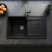 Évier de cuisine professionnel carré à cuve unique en quartz et granit, à encastrer sous plan, avec égouttoir
