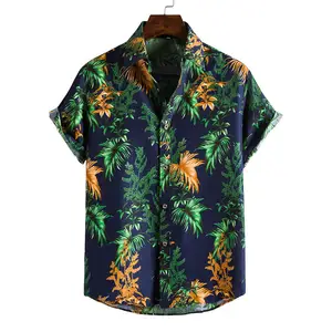 Benutzer definierte Sommer Hawaii T-Shirts Fiesta Camisa Hawaiana Algodon Para Hombre Chemise Hawaienne Aloha Beach Herren Tropical Casual Shirt