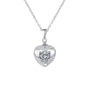 Collier en moissanite 1 carat pour femme, argent sterling 925 plaqué <span class=keywords><strong>or</strong></span> blanc 18 carats, le meilleur cadeau pour femme ou petite amie - Product Image 1