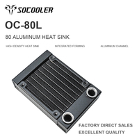 Radiateur refroidi par eau Socooler OC-80L 80 mm avec 8 canaux, interface filetée G1/4, dissipateur thermique en aluminium haute densité pour processeur