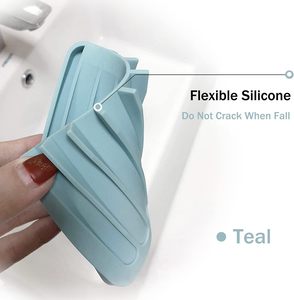 Hot Sale Silicone Soap Dish with Drain Bar Soap Holder for <b>Shower</b> Bathroom and Kitchen Sink Organizer Waterfall Soap <b>Tray</b> - Product Image 3