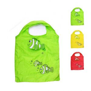 Sac de courses pliable en polyester, motif animal de dessin animé mignon, personnalisé en usine, imprimé, portable, pour supermarché - Vente chaude - Product Image 1